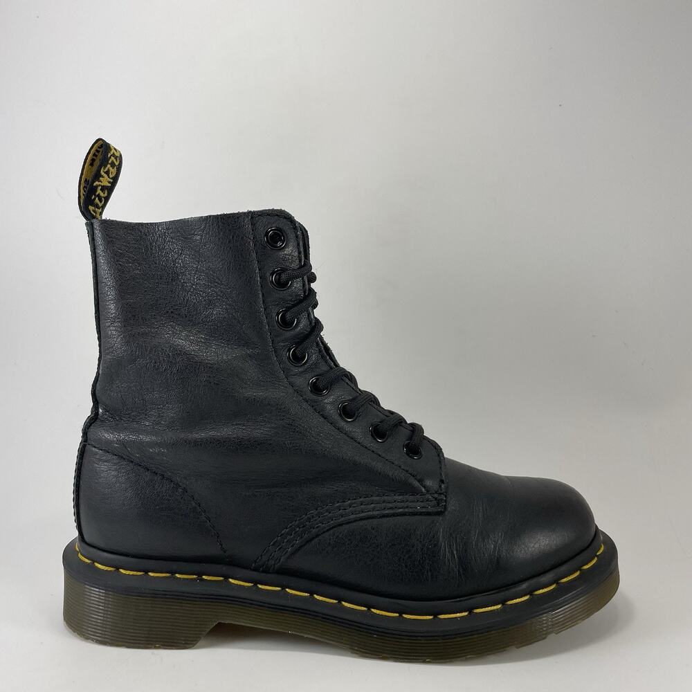 Dr. Martens 1460 Pascal Black Soft Leather Lace Up Boots Womens Size 6 Combat